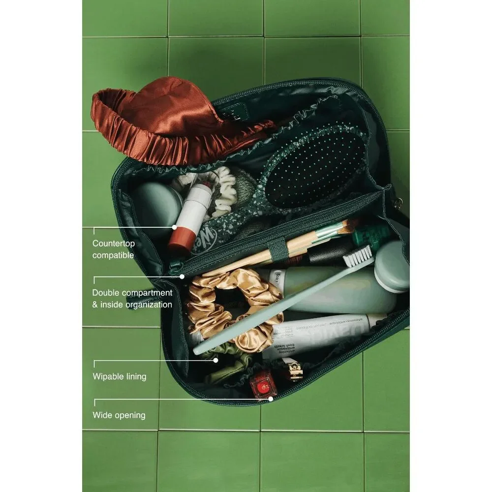 NWT Beis x Wicked Toiletry Kit Cosmetic Bag In Wicked Green